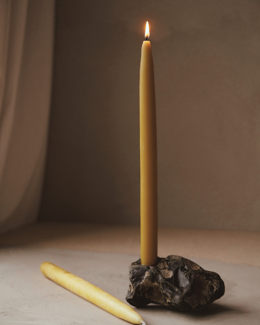 Beeswax Dinner Candles — Pair - NEW